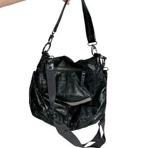 Hobo International black patent leather slouchy convertible hobo bag